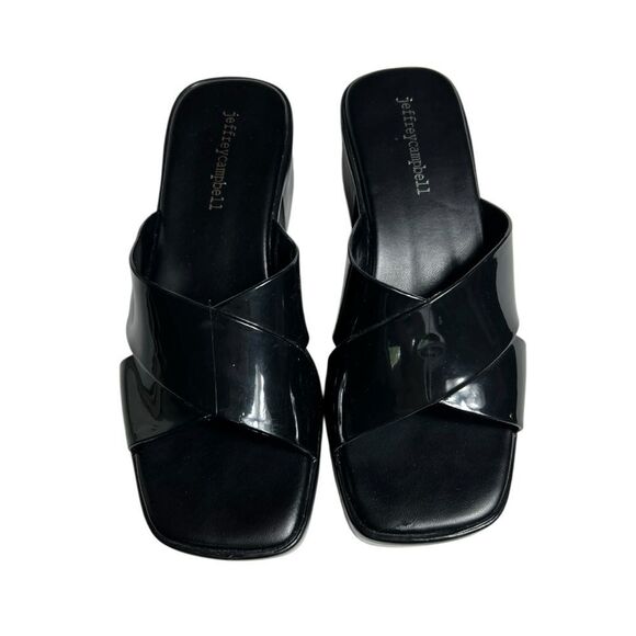 Jeffrey Campbell Bubblegum Shiny Black Chunky 90s Platform Slide Sandal Size 6 - Picture 5 of 11